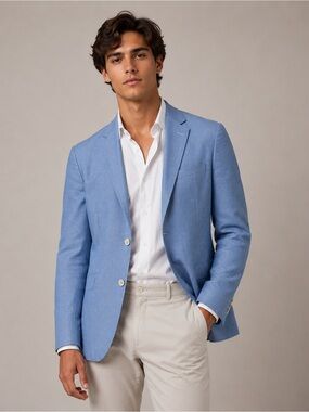 Tommy Hilfiger Linen Blazer Light Blue Textured Sport Coat Men’s 2 Button Sz 20
